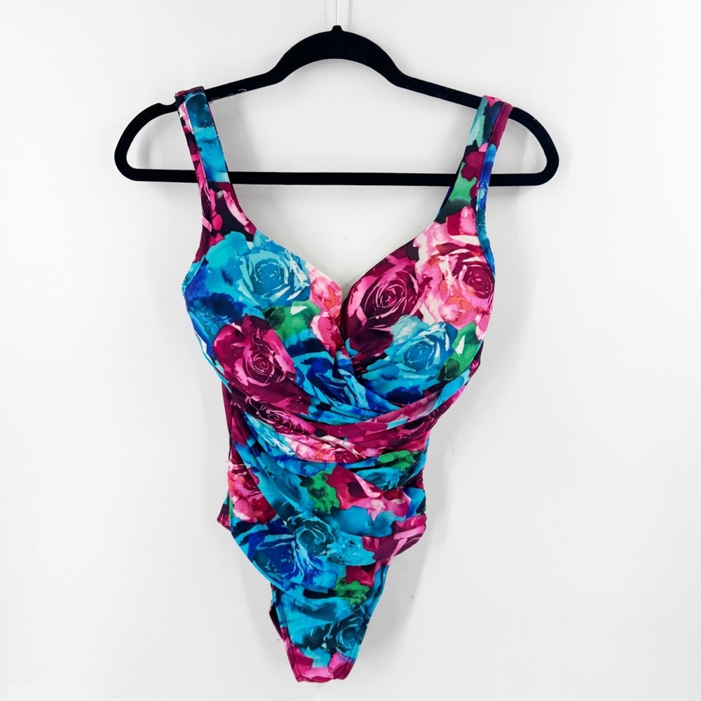 Miraclesuit Floral One Piece Swimsuit - Pink and Blue